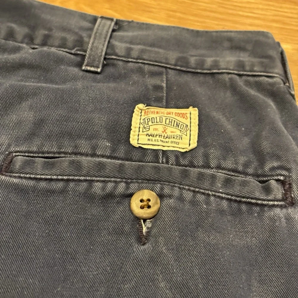 VTG Polo Ralph Lauren Andrew Pants Mens 35x32 Navy Blue Double-Pleated Made USA